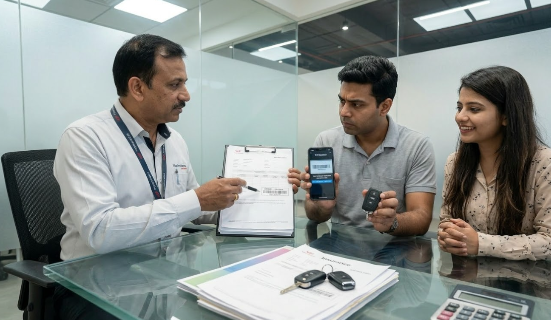 Customer checking the service bill at the service center