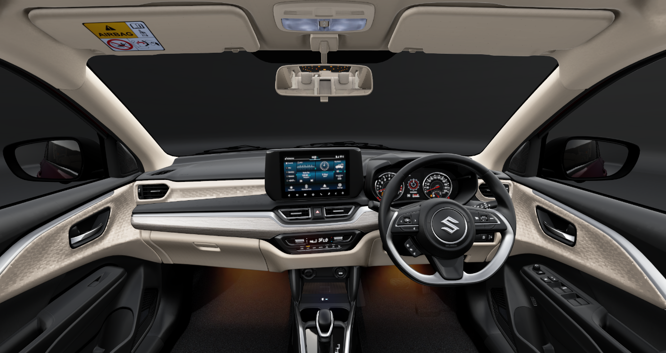 Dashboard and interior layout of the new Maruti Suzuki Dzire