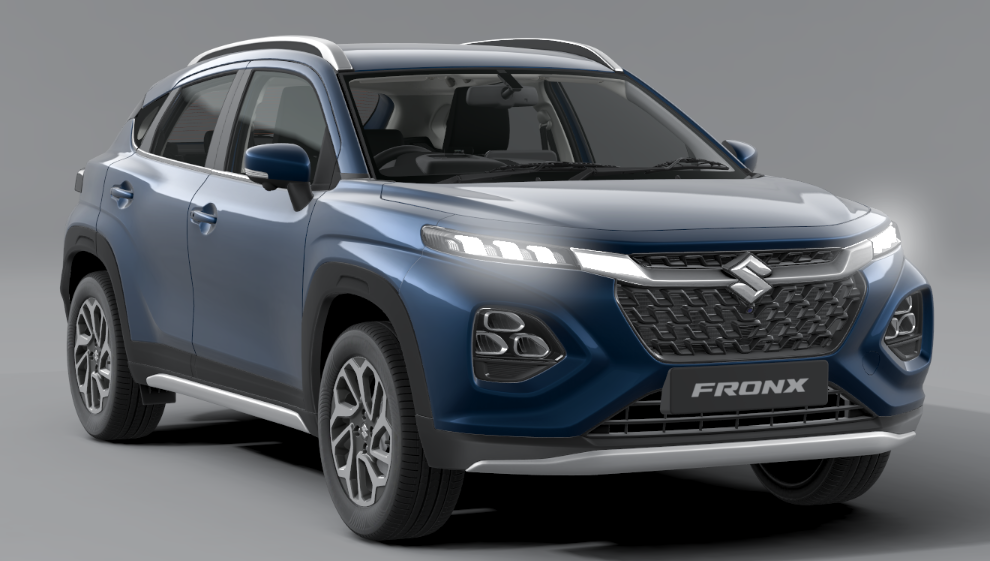 Front-side profile view of the Maruti Suzuki Fronx SUV